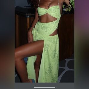 Anna Maxi dress in green(two peice set)